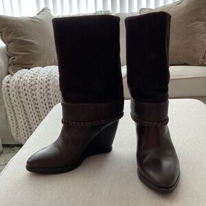 Mimosa Italian leather/suede boots - chocolate brown